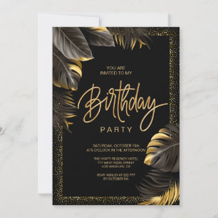 Luxury Gold & Black Birthday Invitation