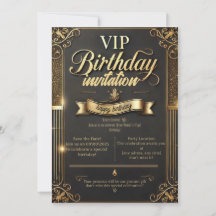 Luxury Gold & Black Birthday Party Invitation
