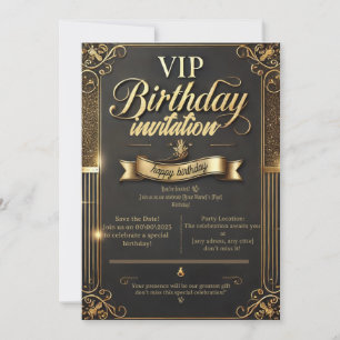 Luxury Gold & Black Birthday Party Invitation
