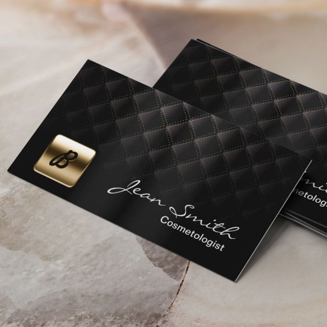 Luxury Gold & Black Cosmetologist Business Card (Creator Uploaded)