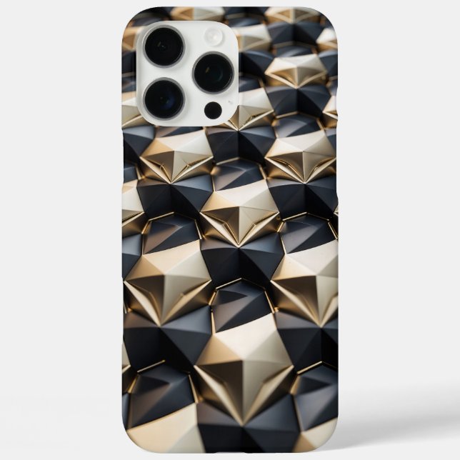 Luxury Gold Black Geometric 3D Pattern Case-Mate iPhone Case (Back)