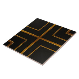Luxury Gold Black Geometric Bar Decorative Inlay T Tile