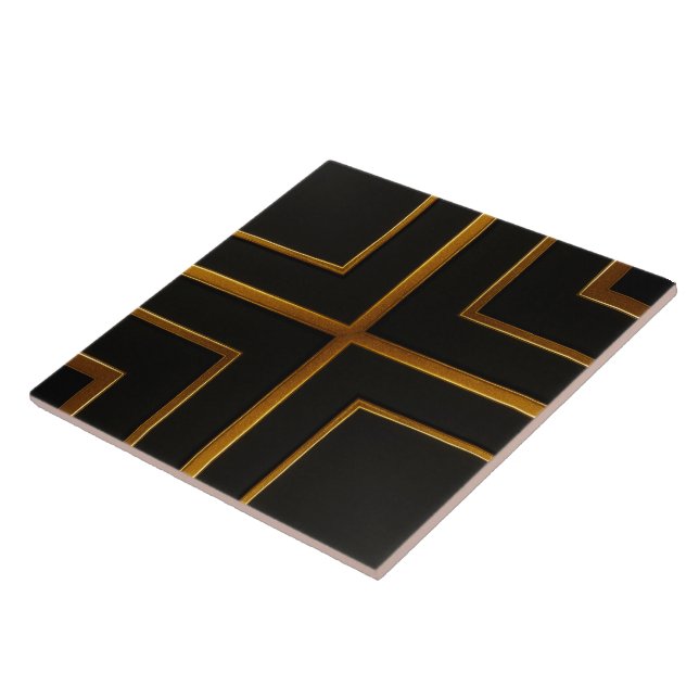 Luxury Gold Black Geometric Bar Decorative Inlay T Tile (Side)