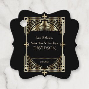 Luxury Gold Black Great Gatsby Roaring 20s Wedding Favour Tags