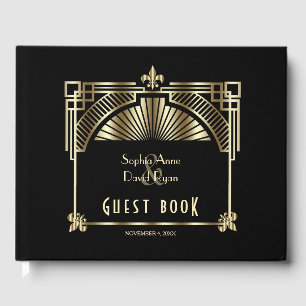 Luxury Gold Black Great Gatsby Roaring 20s Wedding Guest Book