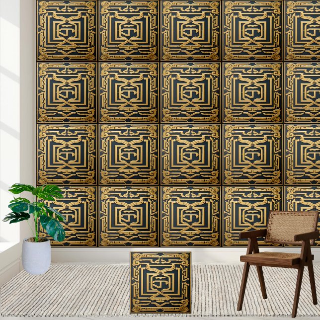 Luxury Gold Black Greek Wall Floor Kitchen Tile (Creator Uploaded)