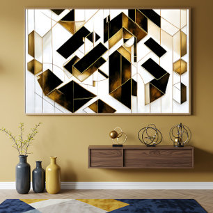 Luxury Gold Black Marble Abstract Poster