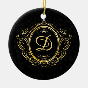 Luxury gold black monogram ceramic tree decoration