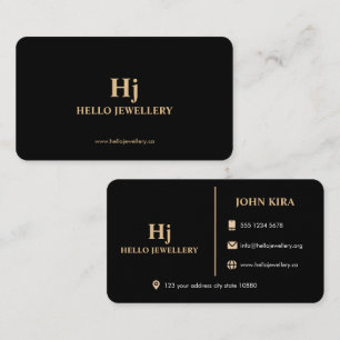 Luxury Gold Black Monogram Minimal Business Card