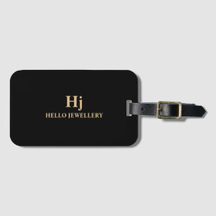 Luxury Gold Black Monogram Minimal Luggage Tag