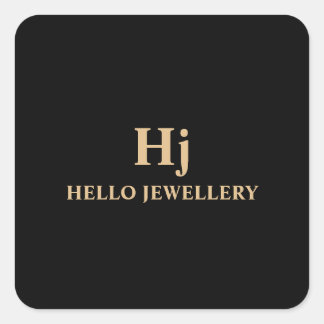 Luxury Gold Black Monogram Minimal Square Sticker