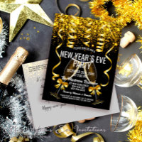 Luxury Gold Black New Year`s Eve Party Invitation