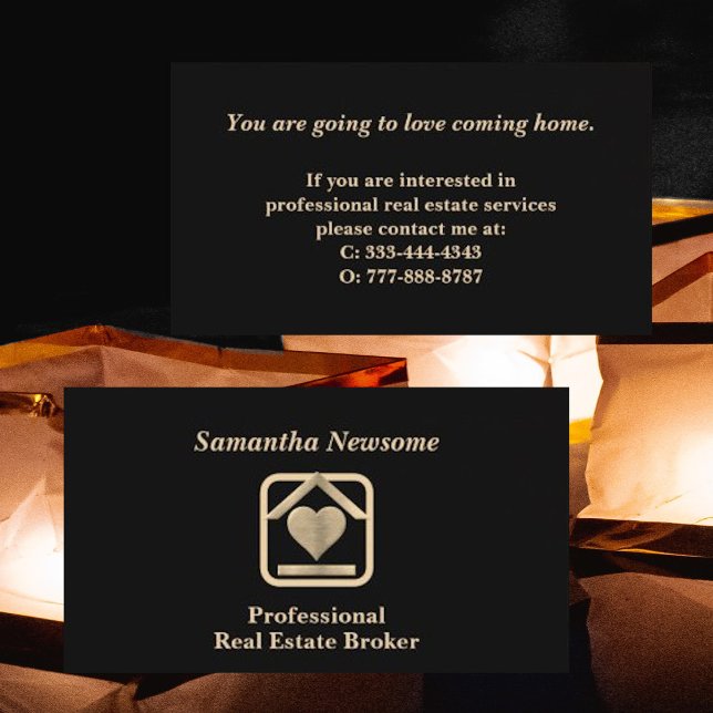 Luxury Gold & Black Real Estate Business Card (Creator Uploaded)