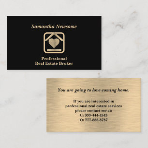 Luxury Gold & Black Real Estate Business Card