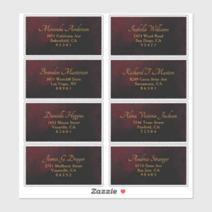Luxury Gold Black Red Wedding Guest Address Label