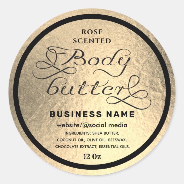 Luxury gold black script  body butter label (Front)