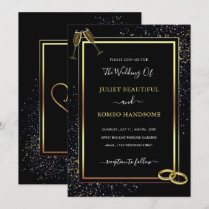 Luxury Gold Black Wedding Invitation