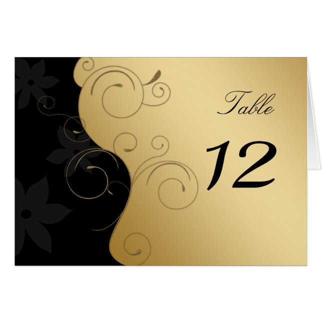 Luxury Gold-Black Wedding Table Card (Front Horizontal)