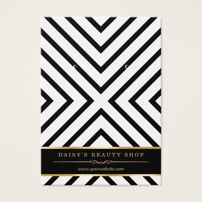 Luxury Gold Black White Earring Display Cards (Front)