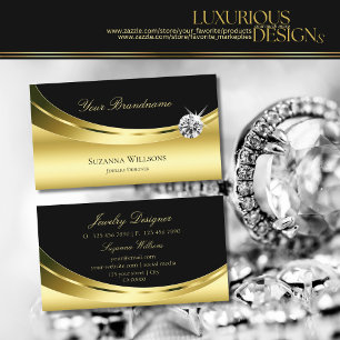 Luxury Gold Black with Sparkling Diamond Stylish Business Card