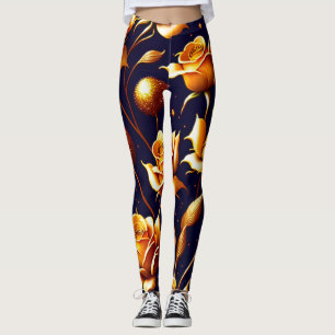 Luxury Gold Boho Rose Modern Collection Leggings