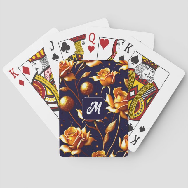 Luxury Gold Boho Rose Modern Collection Playing Cards (Back)