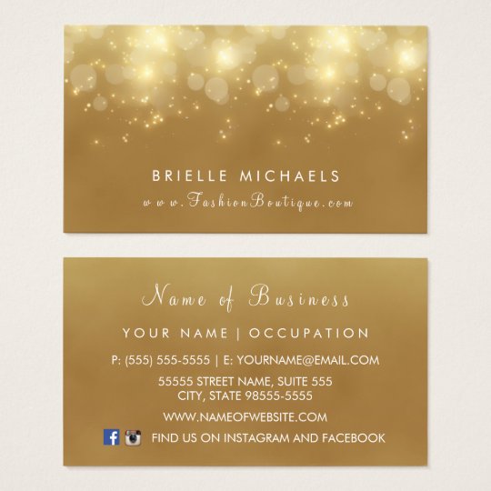 Luxury Gold Bokeh Glamour Boutique Business Card