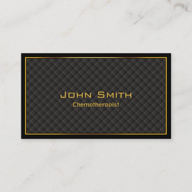 Luxury Gold Border Chemotherapist Business Card (Front)