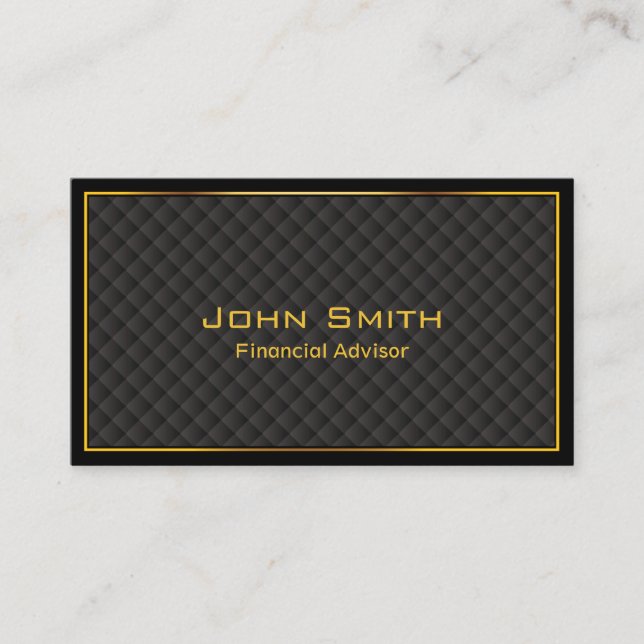 Luxury Gold Border Financial Advisor Business Card (Front)