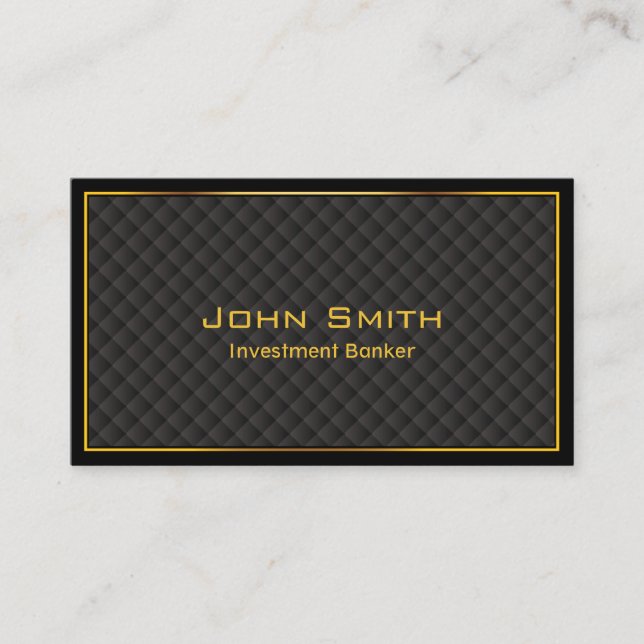 Luxury Gold Border Investment Banker Business Card (Front)