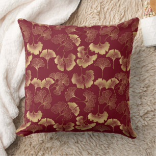 Luxury Gold Botanical in Red for Chic Style Cushion