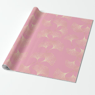Luxury Gold Botanical Leaves Blush Pink Pattern Wrapping Paper