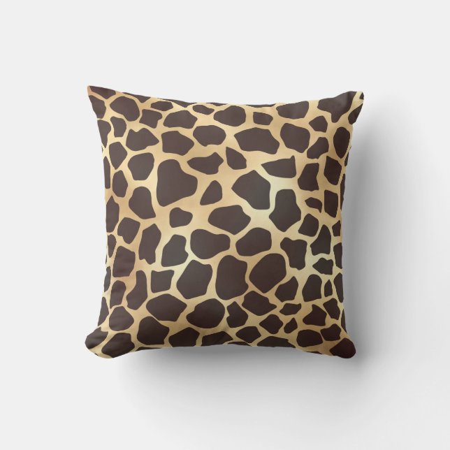 Luxury Gold Brown Giraffe Animal Print Pattern Cushion (Front)
