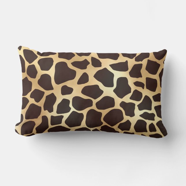 Luxury Gold Brown Giraffe Animal Print Pattern Lumbar Cushion (Front)