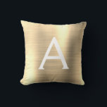 Luxury Gold Brushed Metal Monogram Name Initial Cushion<br><div class="desc">Luxury Gold Foil Brushed Metal Monogram Name and Initial Pillow. The pillow makes the perfect gift for someone decorating her room in style.</div>