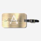 Luxury Gold Brushed Metal Monogram Name Initial