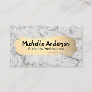Luxury Gold Brushed White Marble Business Card
