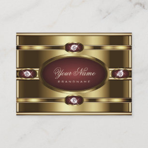 Luxury Gold Burgundy Gradient and Faux Rhinestones Business Card