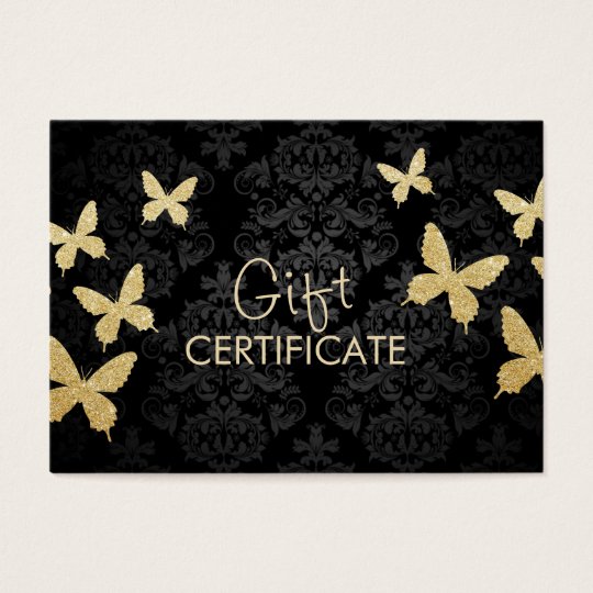 Luxury Gold Butterflies Damask Gift Certificate