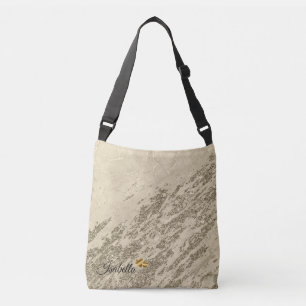 Luxury Gold Champagne Glitter Marble Add Text Crossbody Bag