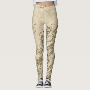 Luxury Gold Champagne Glitter Marble Add Text Leggings