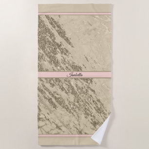 Luxury Gold Champagne Glitter Marble Customise Beach Towel