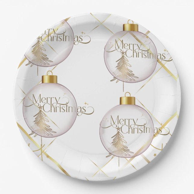 Luxury Gold Christmas Paper Plate (Front)