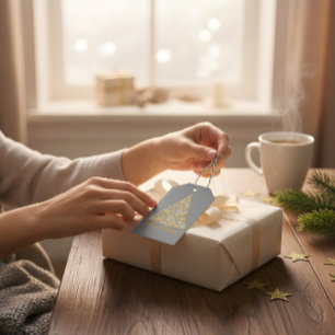 Luxury Gold Christmas Tree Holiday Gift Tag Label 