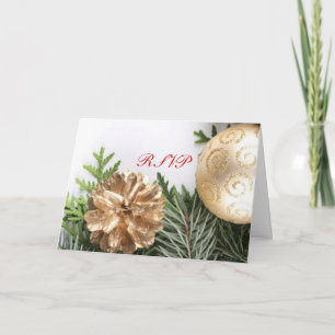 Luxury Gold Christmas Winter RSVP card