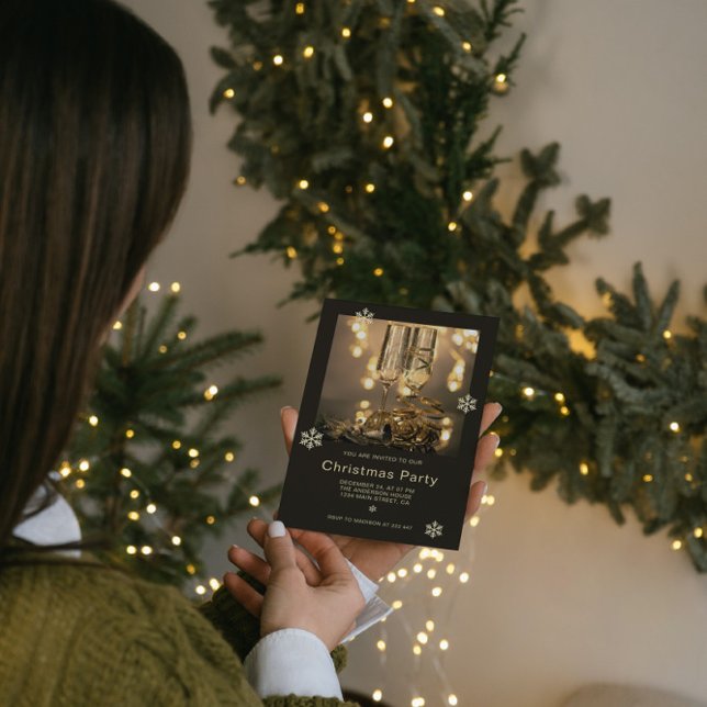 Luxury Gold & ChristmasBlack  Invitation (Creator Uploaded)