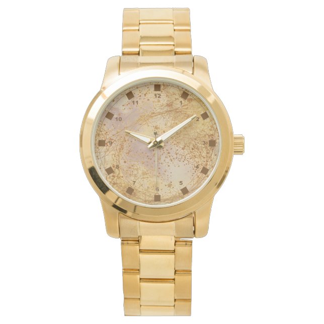 Luxury Gold Colour,Rose gold Pattern, Classic  Watch (Front)