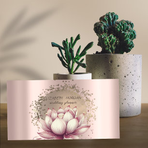 Luxury Gold Confetti Glitter Lotus Metallic Business Card