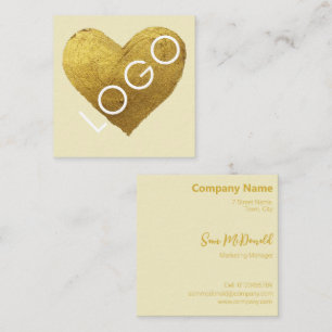 LUXURY GOLD CREAM YELLOW LOGO PROMOTIONAL COMPANY SQUARE BUSINESS CARD