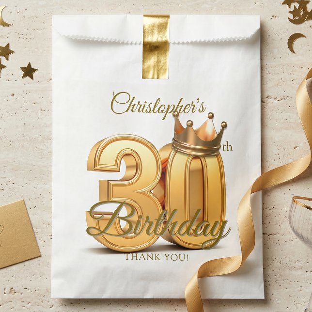 Luxury Gold Crown Royal 30th Birthday Party Favour Bags (Creator Uploaded)